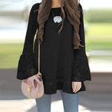 Bohemian Lace Patchwork Tops Women's Spring Blouses ZANZEA 2022 Casual Flare Sleeve Shirts Female Hollow Tops