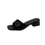 Breakj Small Vintage Brown Coarse Heel Wearing Slippers Women In The Summer Of 2025 Lazy People With A Word Of Cool Drag Muller