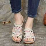 Breakj Summer Hollow Flowers Embroidered Cool Shoes Slope And Large Size Women's Cool Slippers