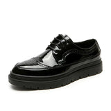 Breakj New Leather Shoes Men's British Korean Version Pointed Patent Leather Shoes Business Wear Casual Lace Shoes