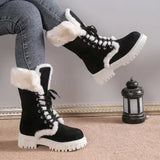 Breakj Hairy Snow Boots 2023 Winter New Retro Thick Bottom Plus Velvet Thick Bottom Mid-Bstole Martin Knight