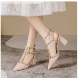 2024 Pointed Riveted Shoes Pointed Baotou Roman Sandals Women Wear Fashionable And Comfortable Retro