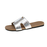 Breakj Boken Slippers Female H Drag Wear 2025 New High-End Sense French Flat-Bottomed Beach Word Drag