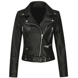 New Autumn Winter Fashion Women Black Faux Leather Jackets Zipper Basic Coat Turn-down Collar Biker Jacket With