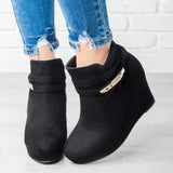 High Boots Wedges Heels Woman 2021 Ankle Boots Female Fashion Zip Ladies Short Shoes Footwear Winter Pumps Plus Size