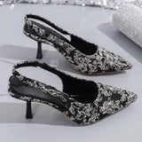 Button With High-Heeled Women's Shoes 2025 Summer New Large Size 43 Fine Heel Pointed Sandals Women's Back Empty Bag