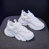 Chunky Sneakers Female Lace Up Platform Vulcanized Ladies Zip Breathable Comfort Flat Woman Casual Walk Shoes Plus