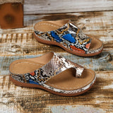 Breakj Round-Headed Leopard Print Snake Women's Slope Heel Slippers 2024 Summer New Large Size Set