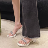 Breakj Sandals Women's Summer 2025 New Out-Of-Crystal Diamond Thick-Bottom Fairy Fairy-Selds Sexy Crystal Coarse And Cool