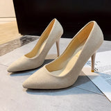 Solid Color Office High Heels Pumps Women Shoes New Spring Autumn Shoes Fashion Pointed Shallow Casual Ladies