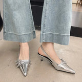 High Heels Red Baotou Sandals Fairy Shoes 2024 New Summer Black French Pointed Sandals