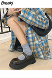 Women's Shoes Platform Autumn Oxfords Female Footwear Clogs Fall Retro Leather Dress Summer Fabric Mary Janes Basic Rome