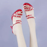 Sxey Women Sandals Fashion Peep Toe Rivet Sandals Strap Stiletto Lady Sweet Shoes 9CM Zapatos De Mujer Tacon Sapatos