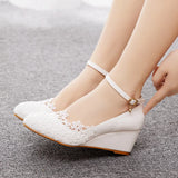 Breakj Cm Low Heel Pedicles Thin High Heel Women's Shoes Slope Heel High Heel Casual Shallow Buckle Round Head Single Shoe