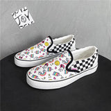 Chessboard Canvas Shoes for Women Casual Sneakers Ladies Walking Shoes Slip on Loafers Sport Shoes Baskets Femme
