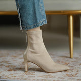 Breakj Short Boots Women 2025 New Retro Fashion Pointed Knight Boots Thick Bottom Increase Martin Boots Korean Version Of Coarse