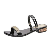 sale 2022 Wedding Bride Women Sandals Slippers Low Heels Shoes Comfort Ladies Rhinestone Gold Silver Female Footwear