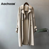 Fashion Solid Color Women Trench Coat 2021 Loose Double Breasted Windbreaker Ladies Casual Long Overcoat Abrigo