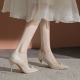 Adult High Heels 2025 New Niche Bridesmaids Shoes Pearl Fine And Brides Wedding