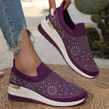 Breakj Women's Shoes 2025 New Round Head Slope And Fashion Hot Diamond Sports Leisure Pedal Women's