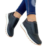 New Round Head Thick Soles Elastic Sneakers Women's Large Size Low Help Shallow Single Shoe Casual