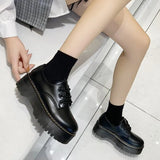 Breakj Celebrity With The Same Jk Soft Sister Black Small Leather Shoes Female Autumn British Wind Round Head With Thick Platform Martin Single