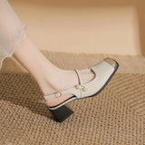 Breakj Heel Baotou Sandals Women 2024 New Summer Wear Advanced Sense Square Head Thick With Mary Jane Single Shoes