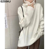 Autumn Winter highneck thick oversize Sweater pullovers Women 2021 LOOSE sweater pullovers female Long