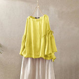 Vintage Patchwork Tops Women's Summer Blouses ZANZEA 2022 Casual Long Sleeve Blusas Female O Neck Lace Up Tunic Chemise