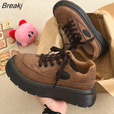 Women Chunky Sneakers Spring Retro Martens Boots Shoes Women Lace-up Thick Bottom Suit Zapatos Chaussure Femme Tenis