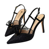 Lace women pumps Fashion Slingback High heels Female Shoes Elegant Thin heeled Office Lady Shoes Sandals Size