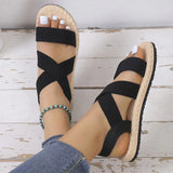 Breakj Women 2024 Summer New Flat Students Rome Sandals Women Round Head Breathable Soft Bottom Beach Sandals