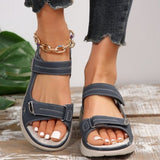 Breakj Asia Large-Size Magic Sticker Sports Wind Thick-Soled Sandals Women One Word Toe Beach Cool Drag