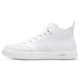 Men Causal Shoes Leather High Top 2019 New British Style Skateboarding Sneakers Male Vulcanized Off White