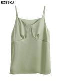 Acetate sling vest summer satin O-neck straps women bottoming camisole shirt loose outer wear out shirt