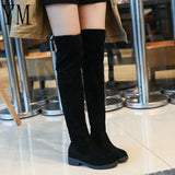 2020 New Hot Women Boots Autumn Winter Ladies Fashion Flat Bottom Boots Shoes Over The Knee Thigh High Suede Long Boots