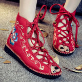 Breakj Boots Flat Shoes Sewing Beaded Cloth Boots Ethnic Style Embroidered Cloth Summer Style Women's