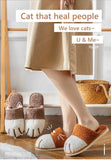 Womans Slippers Indoor Cartoon Cat Paw Design Soft Plush Flexible Antiskid Sole House Flat