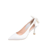 Spring Autumn New Hollow Butterfly Wedding Shoes Female Thin Heel Pointed Shallow Mouth Fashion High Heels White Single