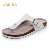 Women Cork Slippers PU Leather Woman Sandals Fashion Flip Flops For Women Mule Clogs Slippers Female