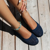 Women's Flats Shoes Spring and Autumn New Fashion Round Toe Shallow Shoes Comfortable Breathable Mesh Casual Barefoot