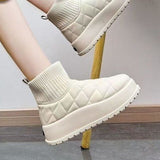 Breakj And Winter Pure Color Snow Boots Platform Fashion Gently Breathable High Appearance Level Female Cotton Shoes To Keep Warm Simple Hot