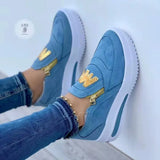 Breakj Large-Size Sports Single Shoe Pine Cake Flat Bottom Zipper Color Casual Sneakers 43 Comfortable