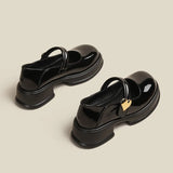 Breakj Sole Loafers Female Retro British Style Pine Platform Small Leather Shoes Thick Heel Mary Jane Single Shoes Casual
