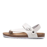 Summer Men Sandals Cork Beach PU Leather Female Shoes Back Strap Soft Bottom Comfort Solid Ladies Footwear Big Size