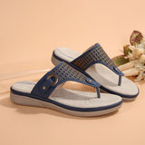 Breakj Foot Slippers Female 2024 Summer New Large Size Hollow Metal Thick Bottom Slippers