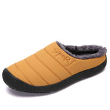 New Men's Slippers Home Winter Indoor Warm Shoes Thick Bottom Plush Waterproof Leather House Slippers Cotton Shoes Big