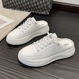Semi-Slippers Women Wear Online Celebrity Ins Students' Korean Version In Spring 2024 With A Pair Of Breathable White