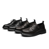 Breakj 2023 New Men's Daily Thick Platform Black Low Bang British Business Wear Shoe