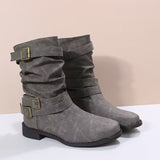 New Autumn Winter 2023 Boots In Women Round Head Flat Women Plus Size Cigarette